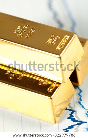 Gold bars on graphs and statistics.