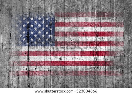 USA flag painted on background texture gray concrete Royalty-Free Stock Photo #323004866