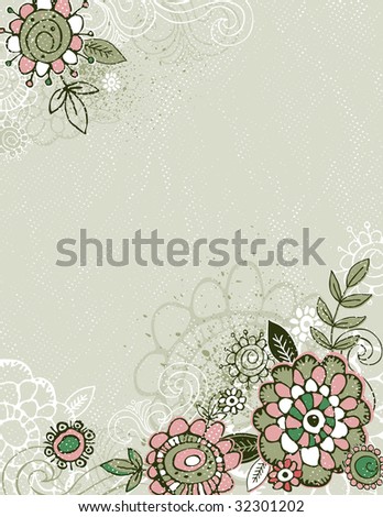 hand draw  flowers on beige  background, vector illustration