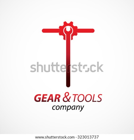 Abstract letter T logo Gear and wrench industrial service logo template icon vector design,Corporate logotype for production or service and maintenance business. Network computers application