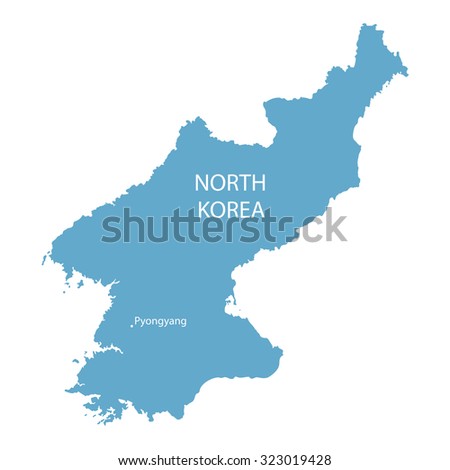 blue map of North Korea with indication of Pyongyang