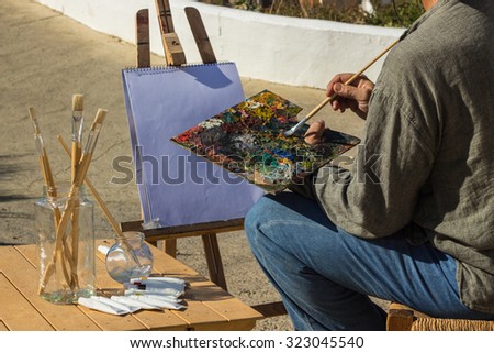 An artist painting