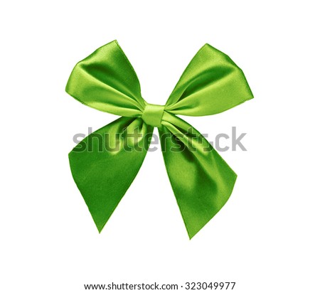 Green ribbon isolated on white background