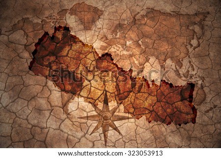 nepal map on vintage crack paper background