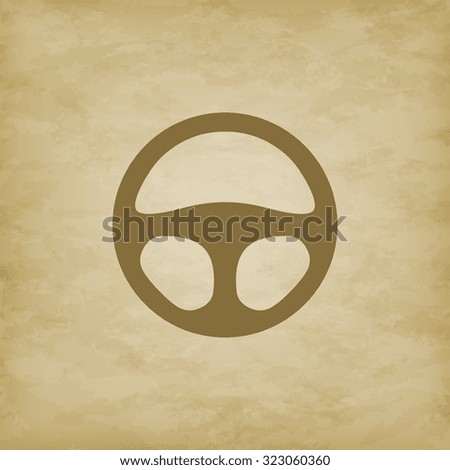 Car steering wheel isolated silhouette on grunge background. Vector illustration. EPS 10