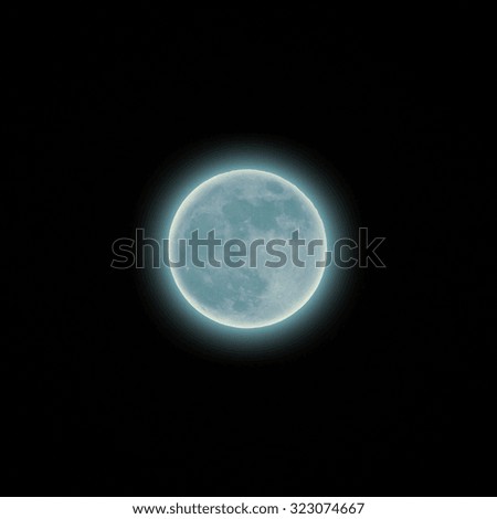 Full moon with blue glow
