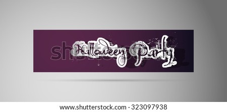 Halloween Party paper cut text message with shadow on dark purple background