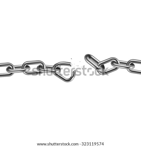 Metal broken chain 3D. Freedom concept. Vector illustration. Royalty-Free Stock Photo #323119574