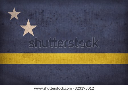 Curacao flag pattern on fabric texture,retro vintage style