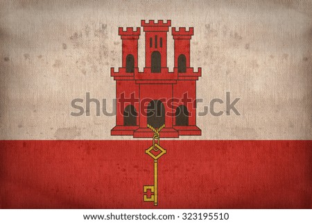 Gibraltar flag pattern on fabric texture,retro vintage style