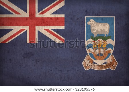 Falkland Islands flag pattern on fabric texture,retro vintage style