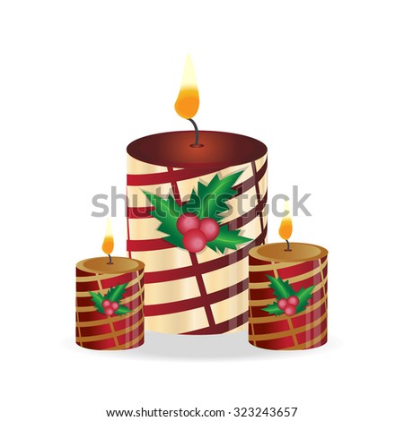 Christmas candle, Christmas symbol vector illustration