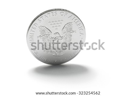 Silver Eagle Coin on White Background