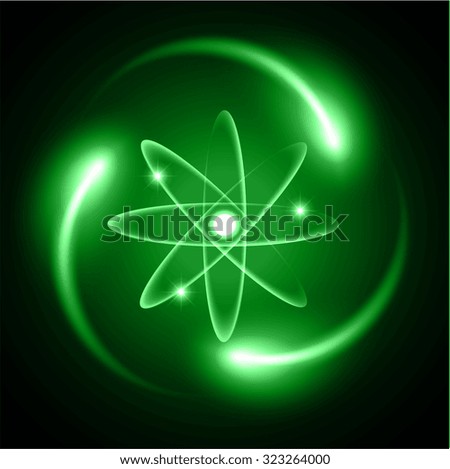 green Shining atom scheme. Vector illustration. dark background. digital. infographics. Abstract Technology background for computer graphic website internet and business. circuit.