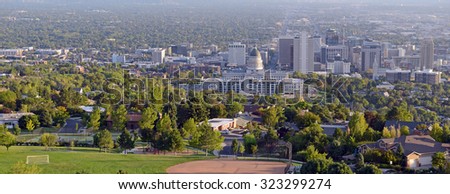 Salt Lake City skyline with Capitol building, Utah