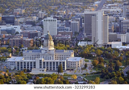 Salt Lake City skyline with Capitol building, Utah