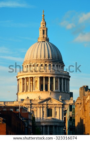 St Paul's cathedral in London at sunset as the famous landmark. 