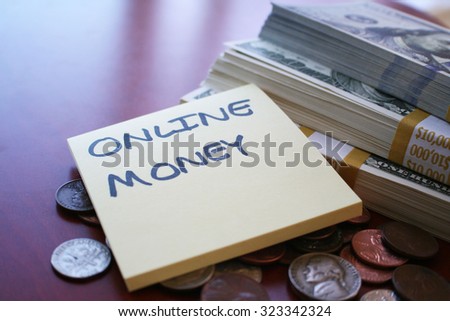 Online money stock photo close up