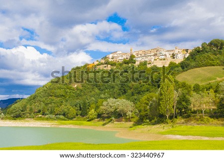Panoramic view of Sassocorvaro village in the Marche region - Italy.