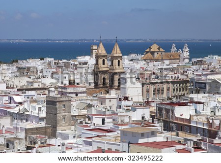 Cadiz, Spain, view from torre Tavira on a sunny day