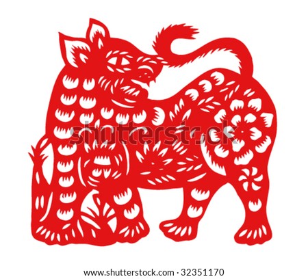 Vector of Paper Cutting Series,Chinese Zodiac Sign(No.3)--TIGER.