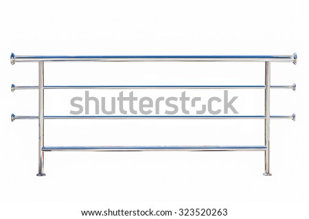 Stainless steel railing isolated on white, with clipping path. Royalty-Free Stock Photo #323520263