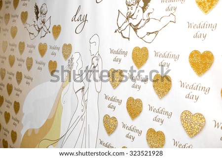 poster the wedding day. the background for the photo shoot