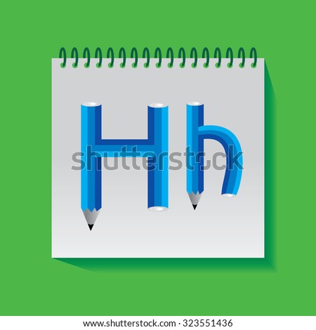 creative H alphabet created with pencil vector illustration 