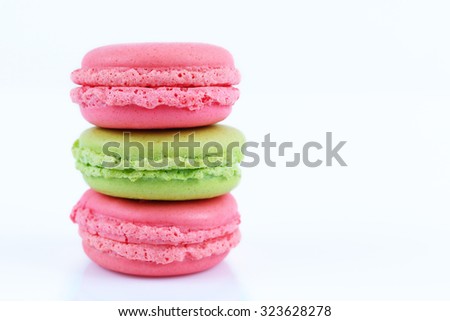 It is Three macaroons isolated on white.
