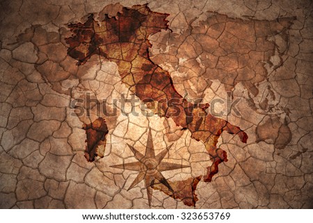 italy map on vintage crack paper background