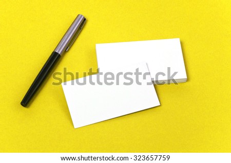 Template for branding identity. For graphic designers presentations and portfolios. Yellow background. Blank corporate identity presentation template. Photo.