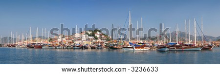 sailboats anchored in harbor Turkey Marmaris