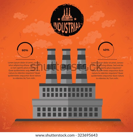 Pollution,industry design on yellow background,grunge vector