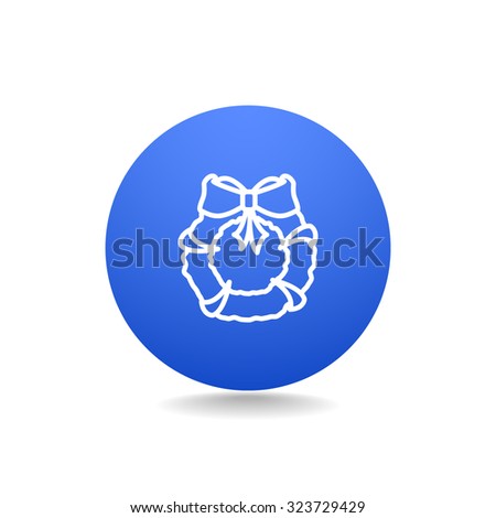 Stock flat round icon with Christmas or New Year's holiday wreat