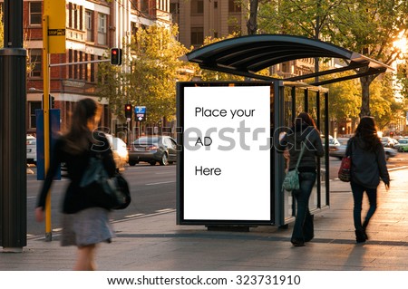 Outdoor advertising bus shelter  Royalty-Free Stock Photo #323731910