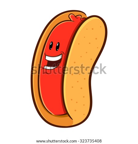 Smiling happy hotdog character in vector illustration