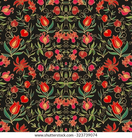 Seamless pattern with pomegranates