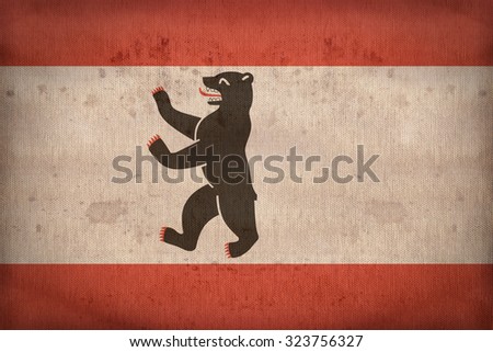 Civil flag of Berlin flag pattern on fabric texture,retro vintage style