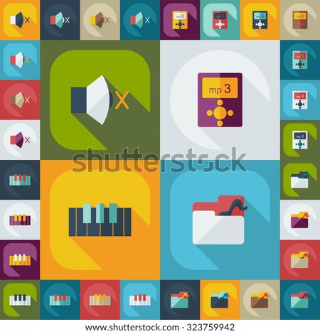 Flat modern design with shadow icons music