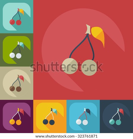 Flat modern design with shadow icons cherry