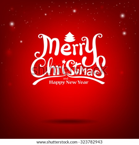 Merry Christmas Vector Calligraphic free hand write on red background vector illustration eps10