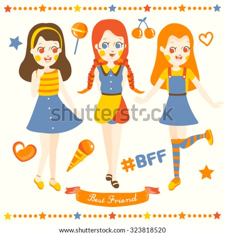 Cartoon Girls Vector Design Illustration