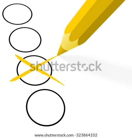 illustration of pencil colored yellow drawing a cross