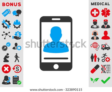 Mobile Contact vector icon. Style is bicolor flat symbol, blue and gray colors, rounded angles, white background.
