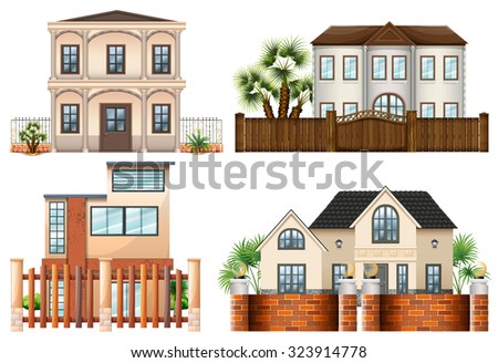 Different sytle of houses illustration