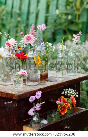 nice flowers in the bottles