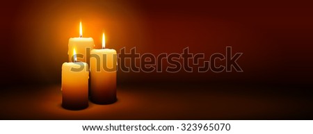 3rd Sunday of Advent - Third Candle with Warm Atmosphere - Candlelight, Panorama, Banner, Website Head Template - Candlelight Dinner