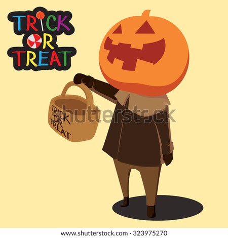 pumpkin man trick or treat candy halloween character 