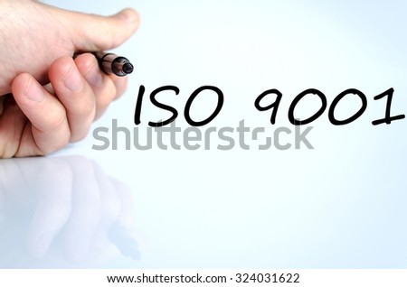 Iso 9001 text concept isolated over white background