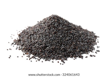 Pile of poppy seeds isolated on white